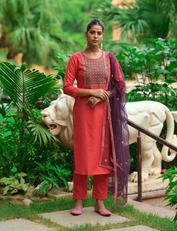 Siril Tradition Wear Cotton Designer Kurti Pant With Dupatta Collection